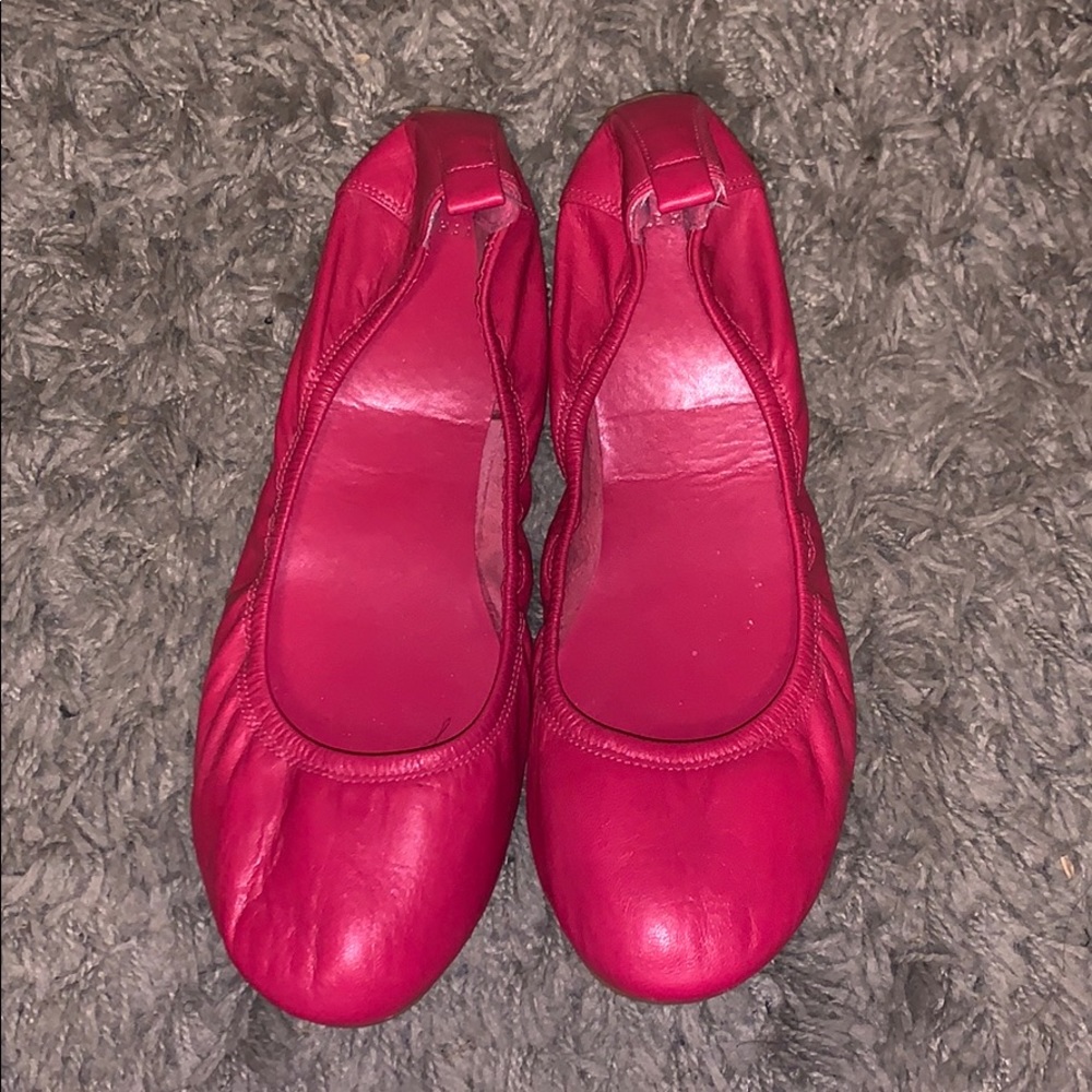 Leather hot pink flats